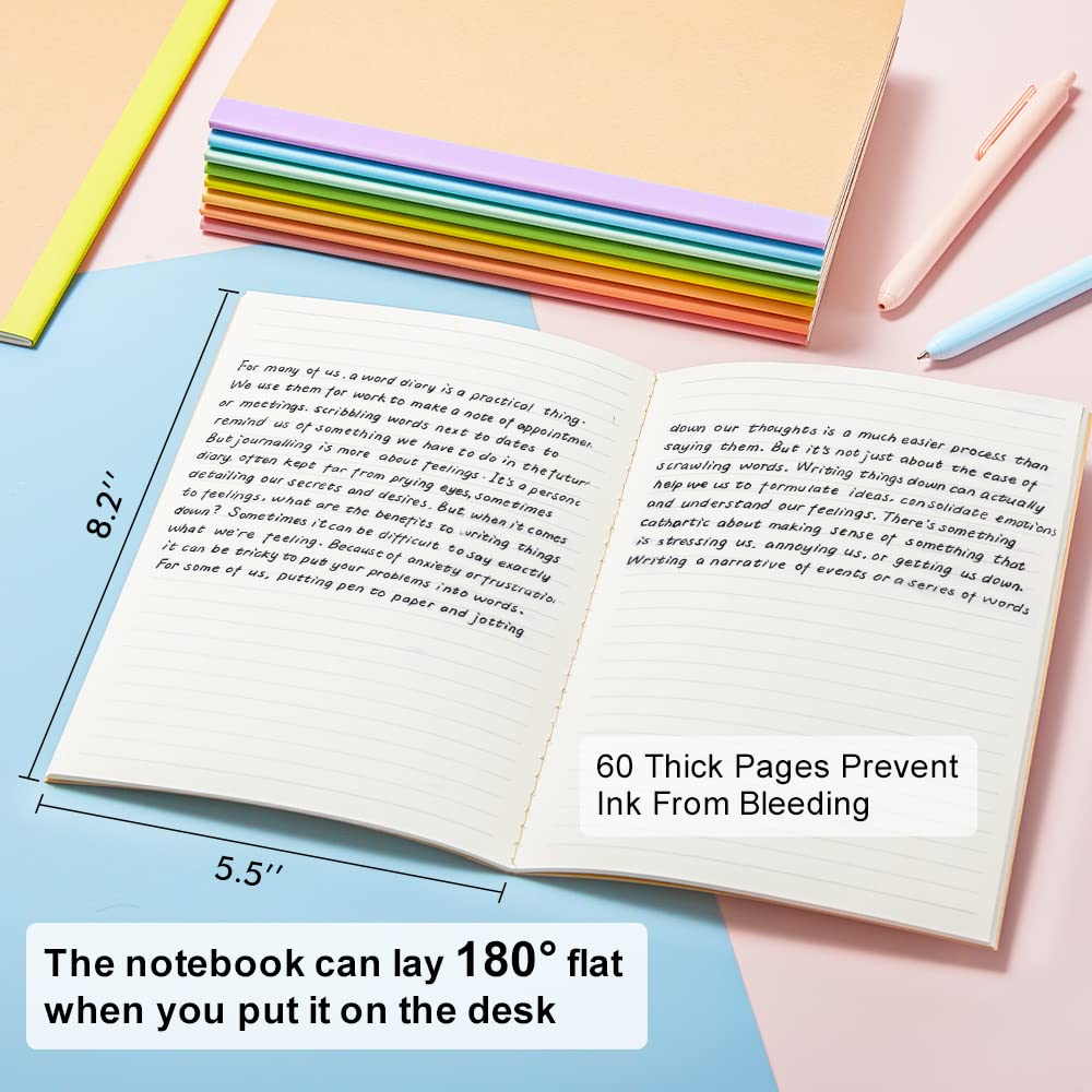 feela 16 Pack Composition Notebook Bulk, Kraft Cover Lined Blank College Ruled Travel Journals with