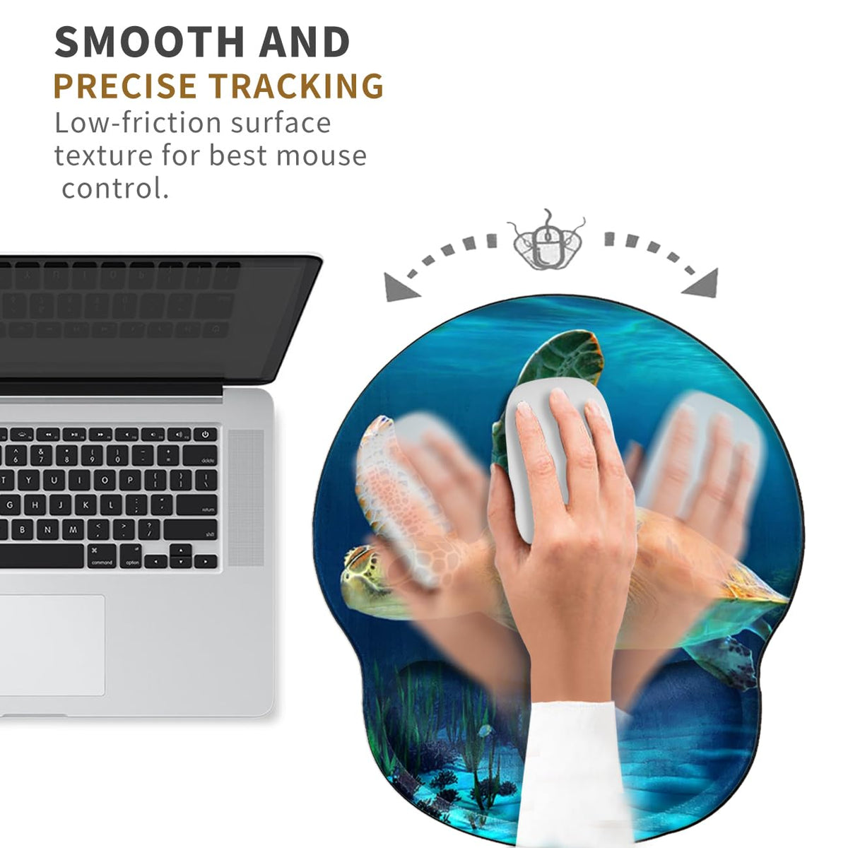 Sea Turtle Mouse Pad with Wrist Support Ergonomic Gel Mousepad Wrist Rest for Carpal Tunnel Cute