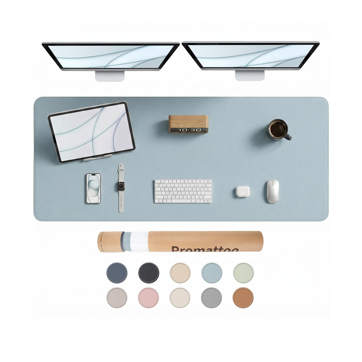 PROMATTOO Large Desk Pad Non-Slip Desk Mat Protector for Keyboard Mouse Waterproof Vegan Leather
