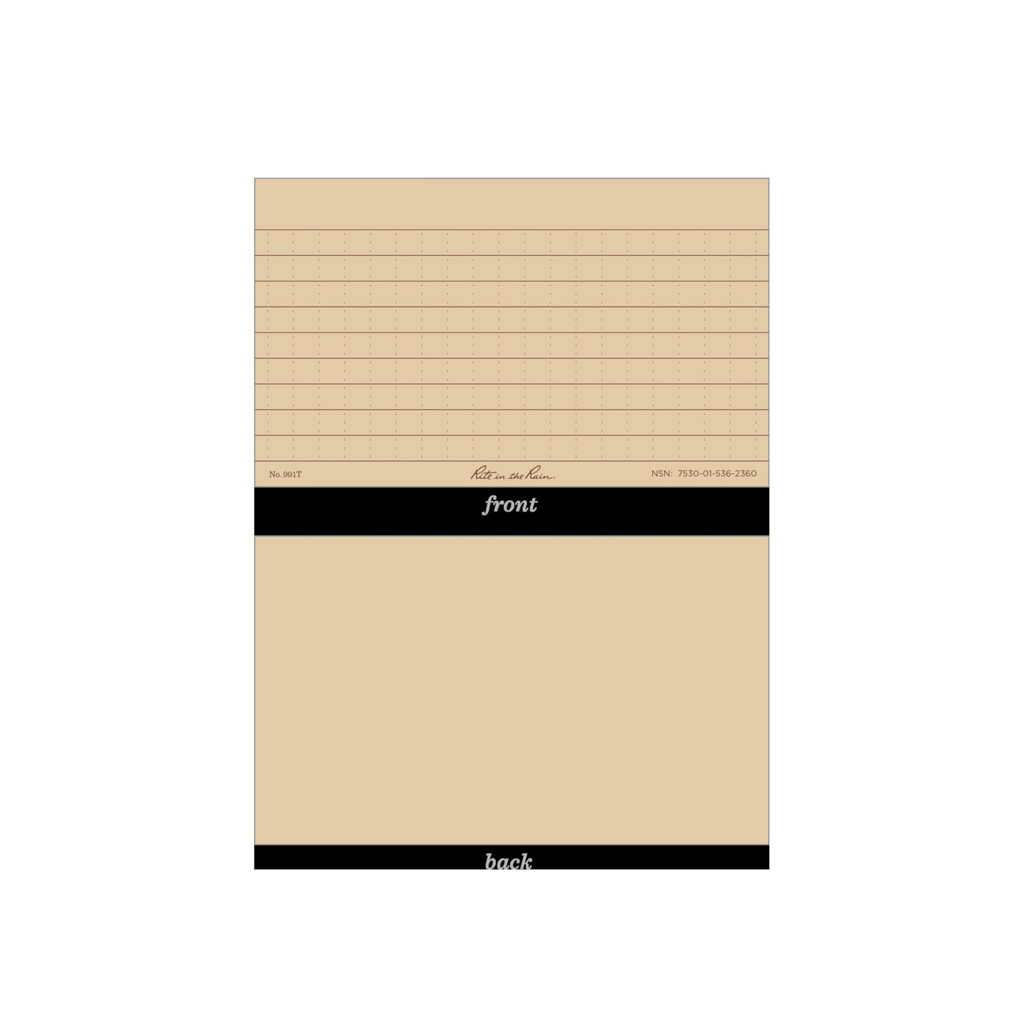 Rite in the Rain Weatherproof Index Cards, 3" x 5", Universal Pattern, Tan (No. 991T)
