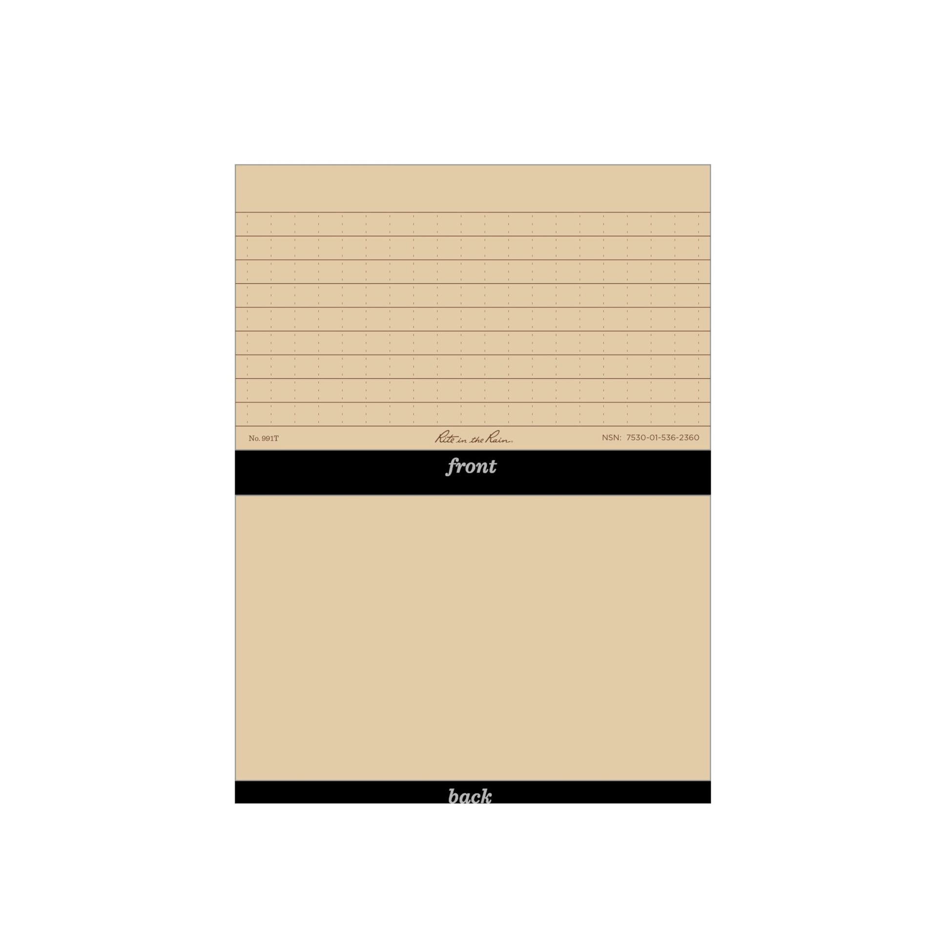 Rite in the Rain Weatherproof Index Cards, 3" x 5", Universal Pattern, Tan (No. 991T)