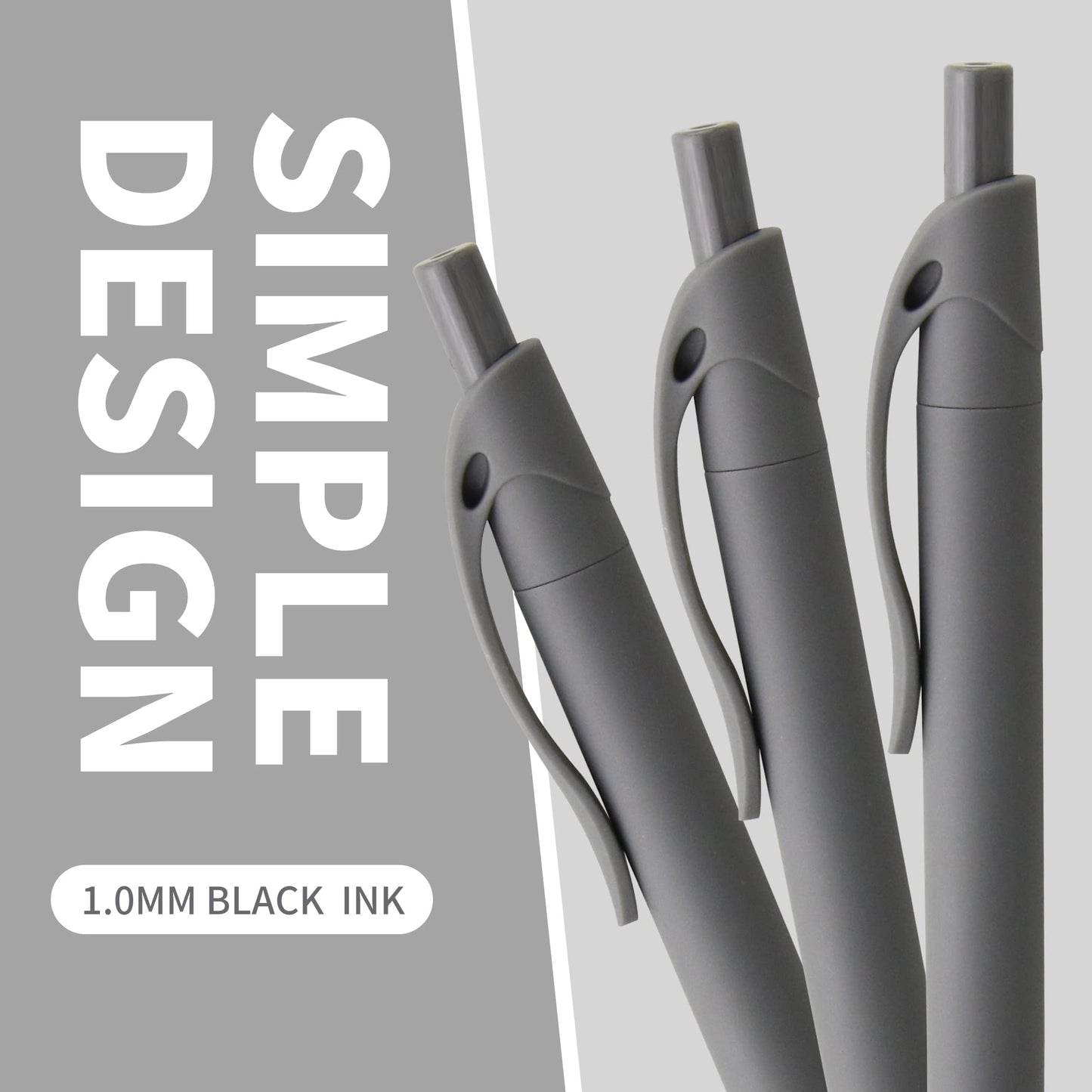 deegtran Pens Bulk, 50 Pack No Bleed Grey Barrel Black Ink Click Pens, Wholesale Retractable