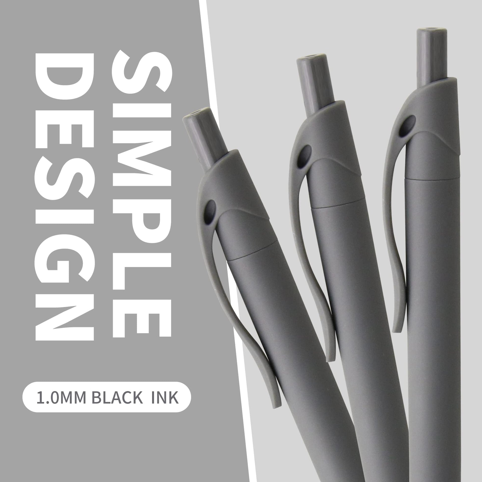 deegtran Pens Bulk, 50 Pack No Bleed Grey Barrel Black Ink Click Pens, Wholesale Retractable