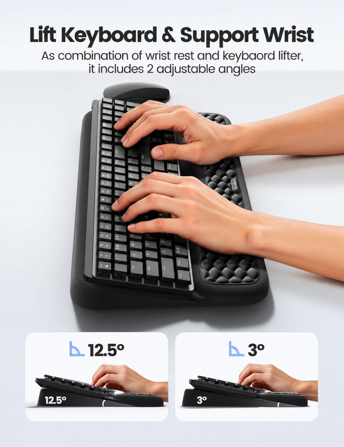 Vaydeer Wrist Rest with Keyboard Stand, Computer Wrist Support Pad, Ergonomic Keyboard Riser Holder