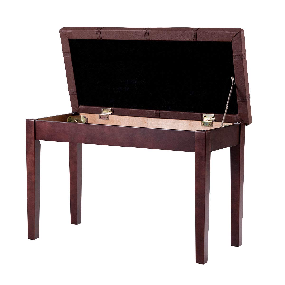Giantex Duet Piano Bench with Storage, Keyboard Bench with Padded Cushion, Solid Wood Legs, Storage