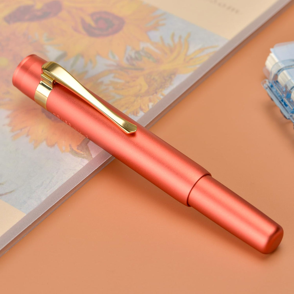 HONG DIAN M2 Black Forest Mini Fountain Pen, Fine Soft Golden Nib & Sleek Shape Aluminium Short