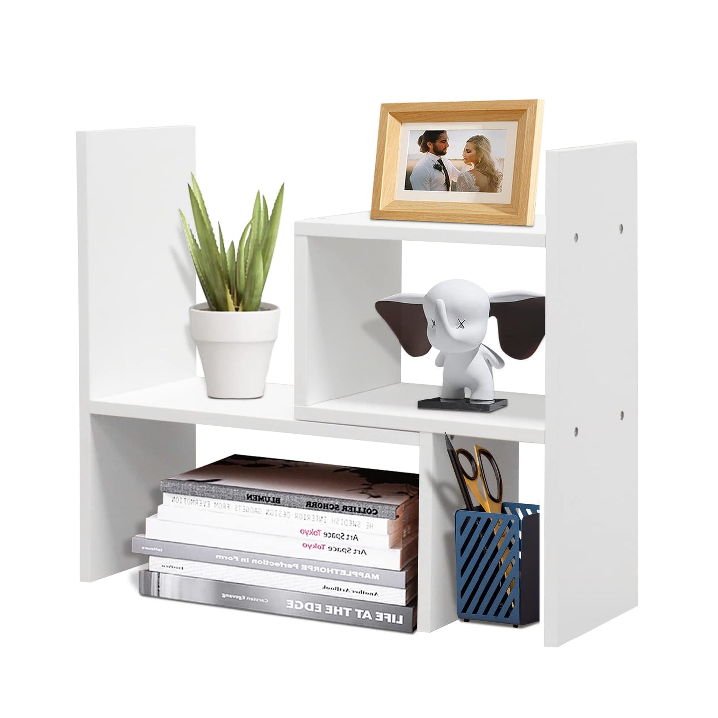 TY ARTS & CULTURE Expandable Wood Desktop Organizer Countertop Bookshelf