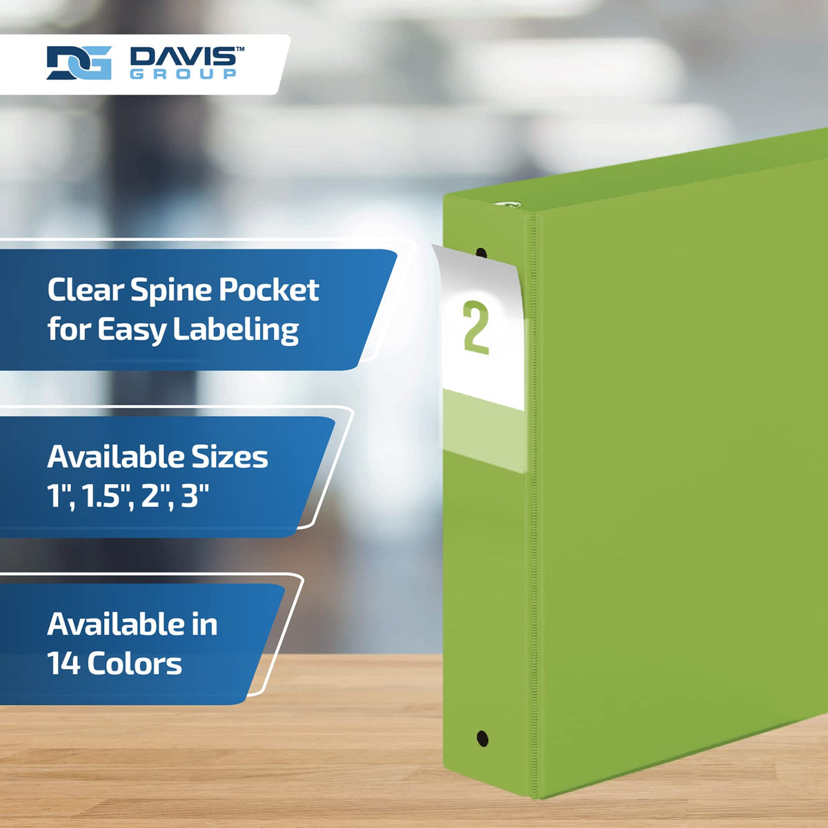 Premium Economy 3-Ring Binder, Spine Label, 2" Round Rings, Lime Green, 6Pk