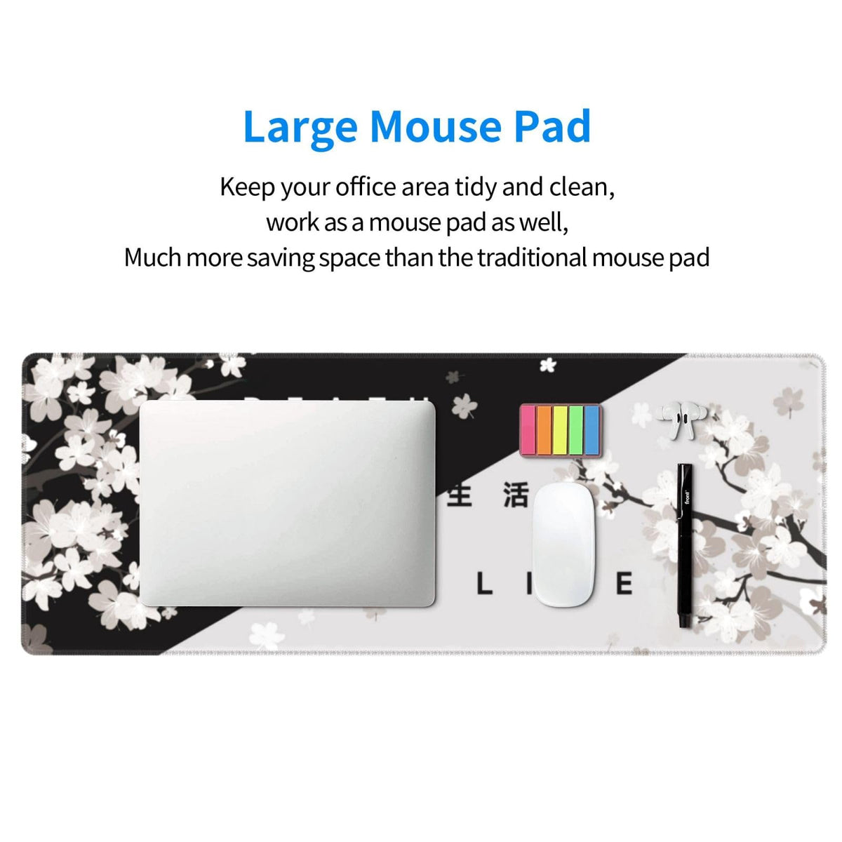 Extended Gaming Mouse Pad, Large Gaming Mouse Waterproof with Stitched Edges, Non-Slip Desktop Pad