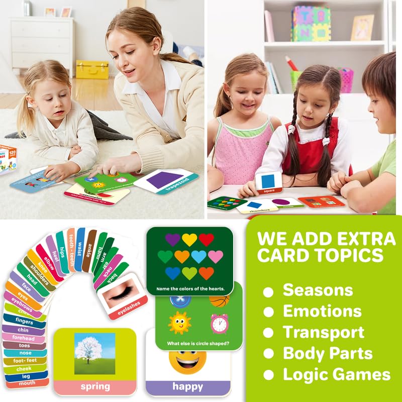 QUOKKA ABC Learning Flash Cards for Toddlers 1-3 Years - 120 Flashcards for Kids 2-4 in a Bag