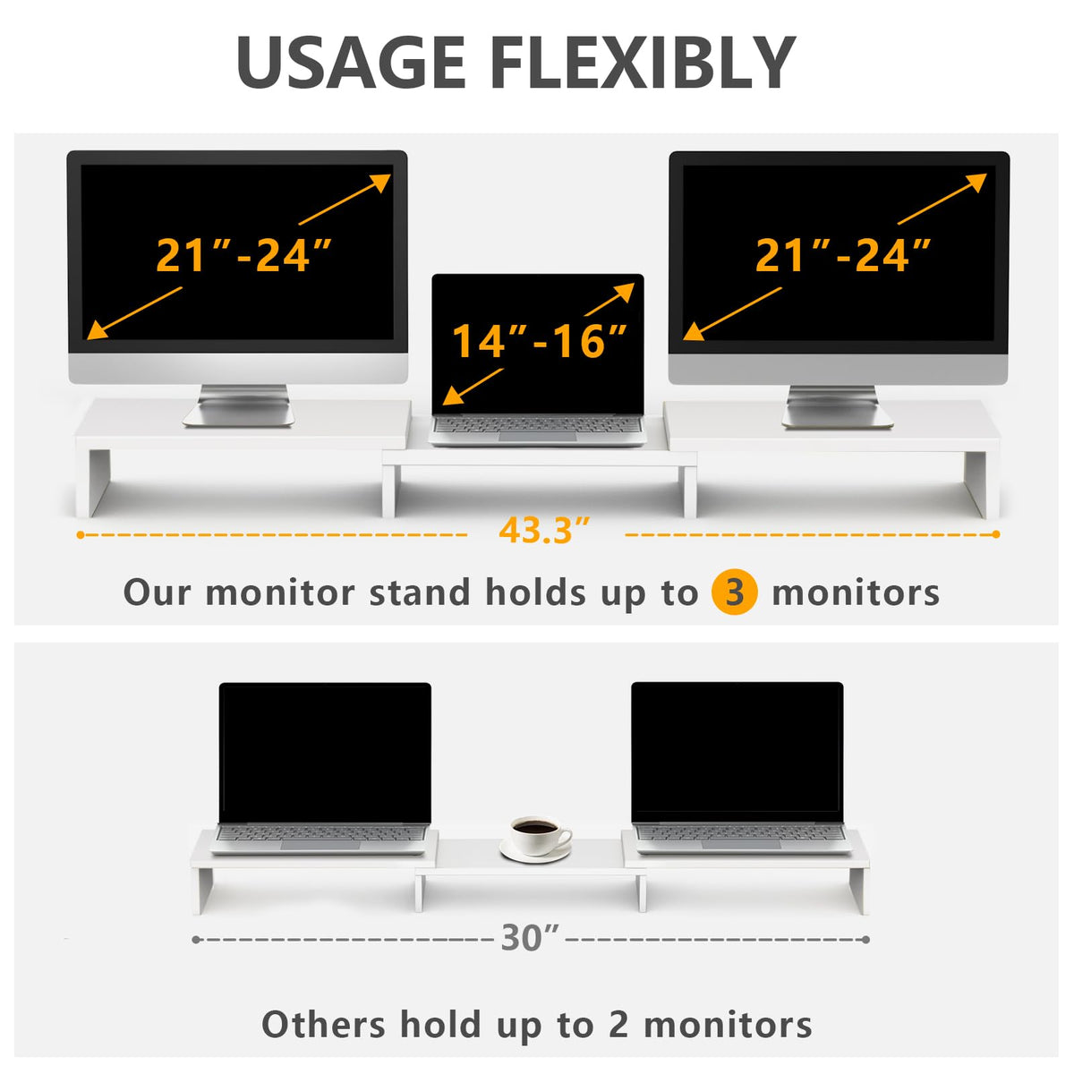 TAVR Dual Monitor Stand Riser, Wooden Computer Monitor Stand for 2 Monitors
