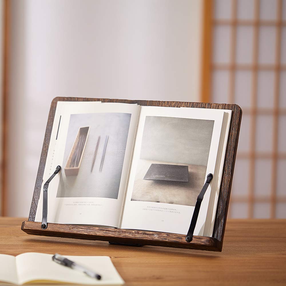 SINOBEST Book Stand with Page Clips, Foldable Reading Rest Holder, Portable Desk Bookrest