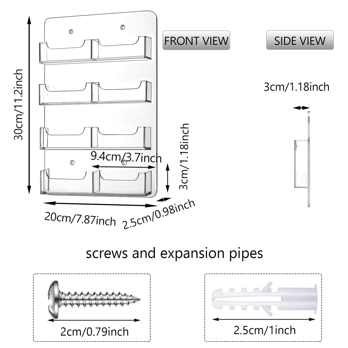 Lincia 2 Pcs Acrylic Business Card Holder, 30×21cm, 8 Pockets