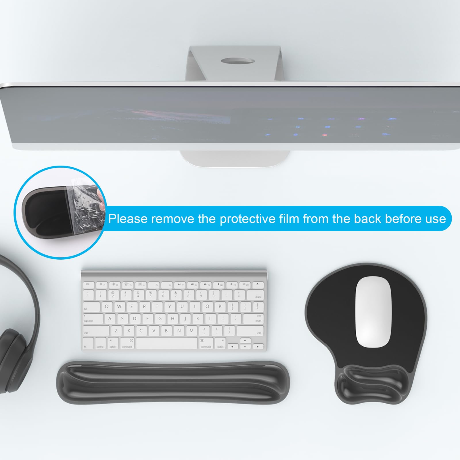 Laokiiy Gel Wrist Rest Mouse Pad Set, Ergonomic Support for Office Gaming