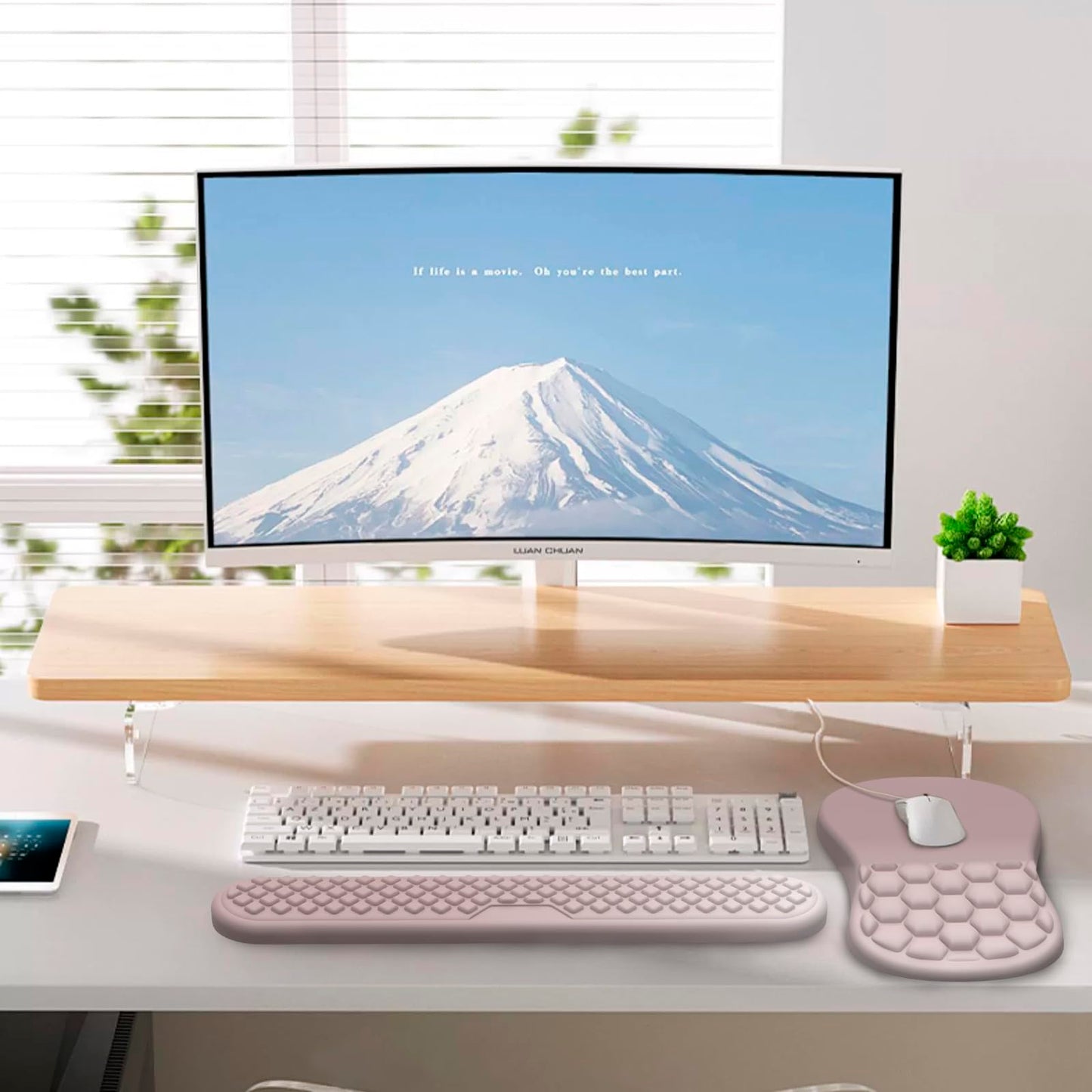 Laokiiy Ergonomic Mouse Pad Wrist Support, 2 in 1 Keyboard Wrist Rest Set
