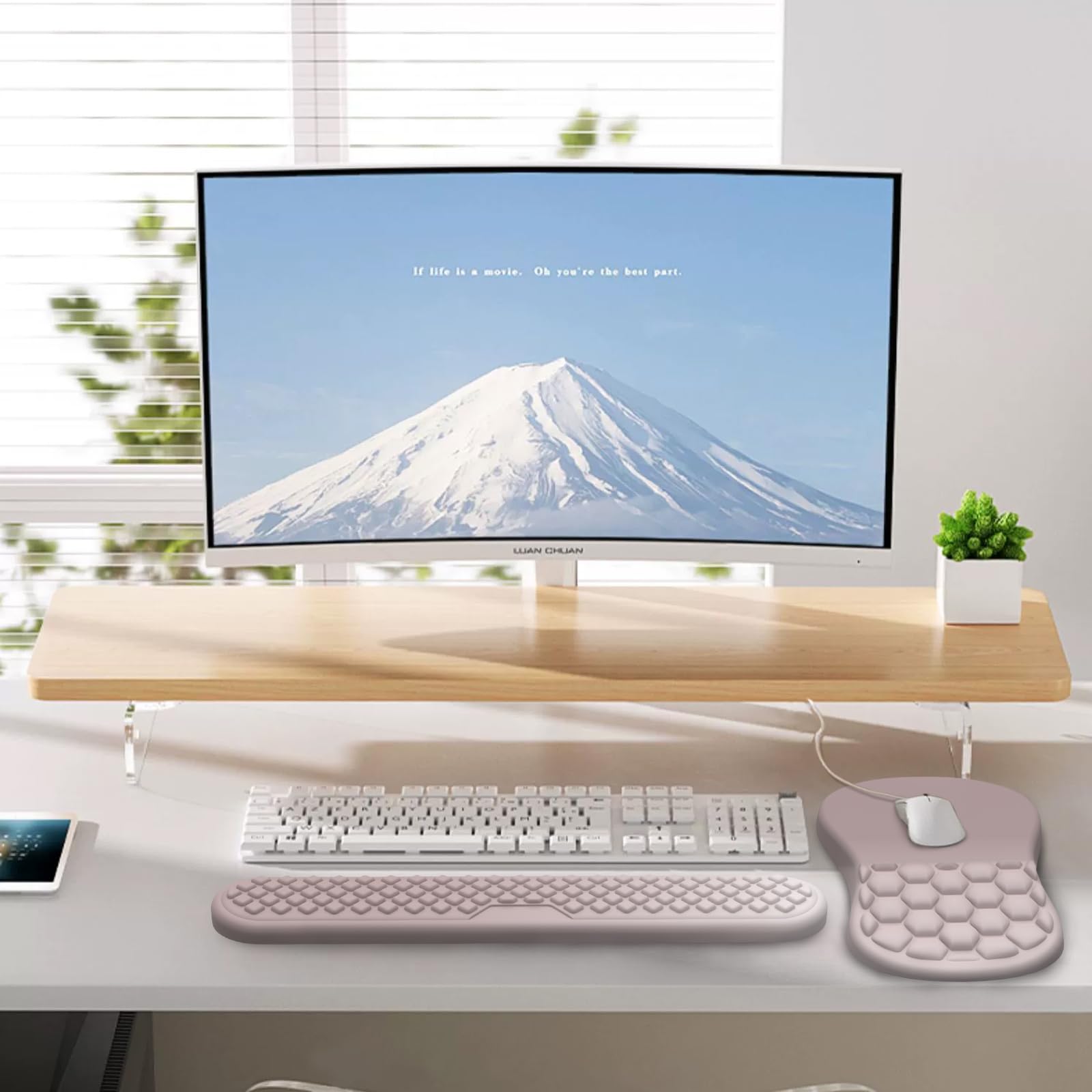 Laokiiy Ergonomic Mouse Pad Wrist Support, 2 in 1 Keyboard Wrist Rest Set