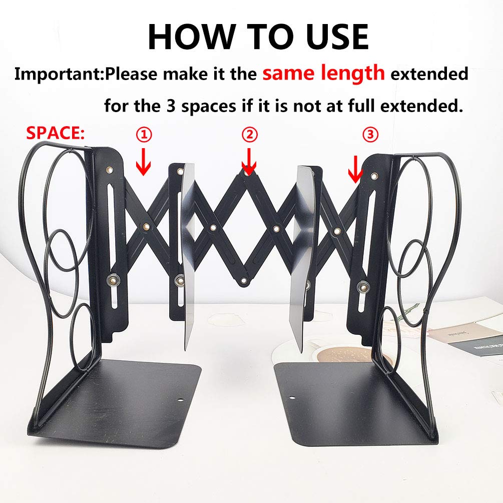 Gardesk Adjustable Bookends - Nonskid Heavy Duty Book Ends for Desk - Book Stand & Organizer