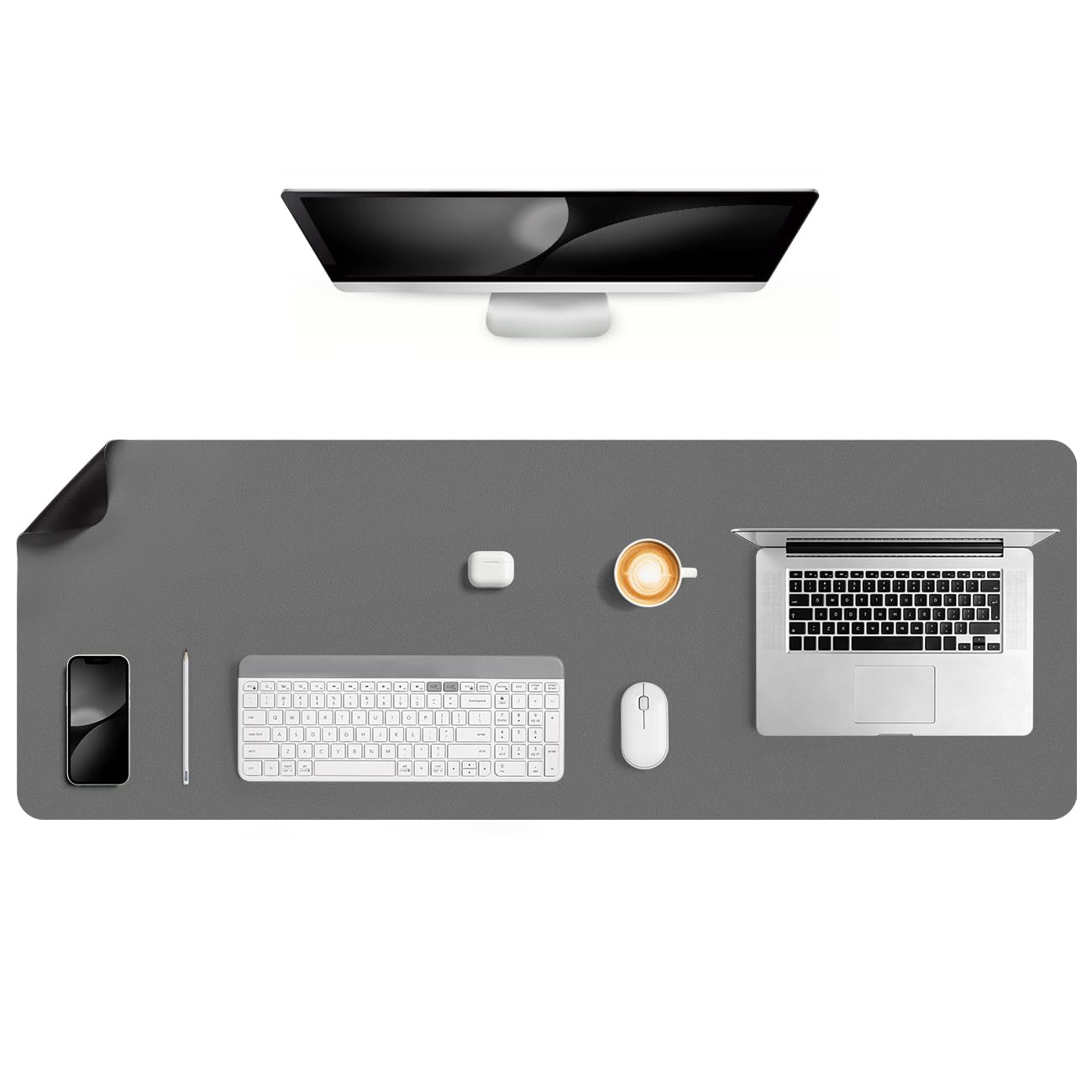 Jumdast Dual Sided Desk Pad Faux Leather Desk Mat Large Mouse Pad