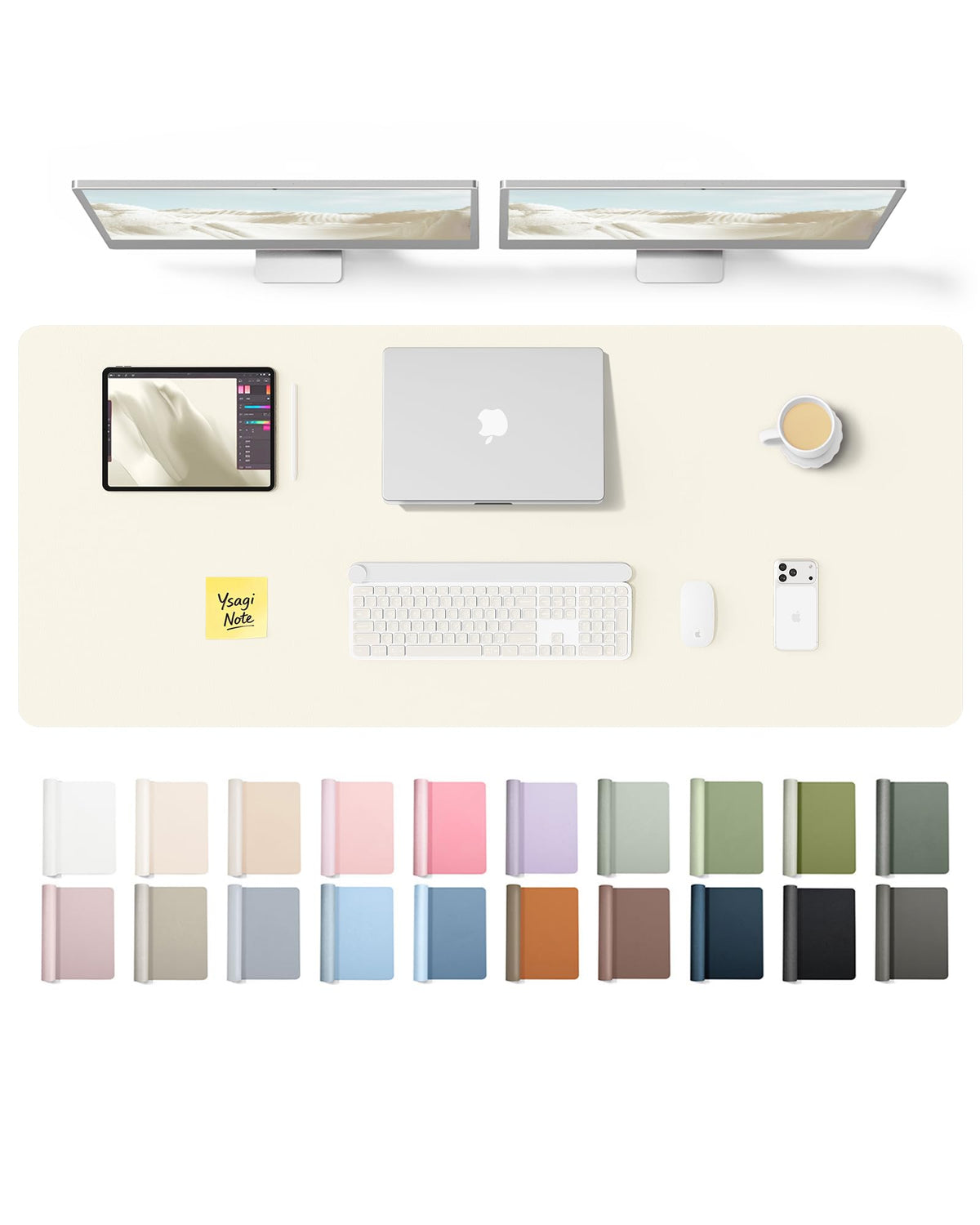 YSAGi Leather Desk Pad Protector, Office Desk Mat, Large Mouse Pad, Non-Slip PU Leather Desk