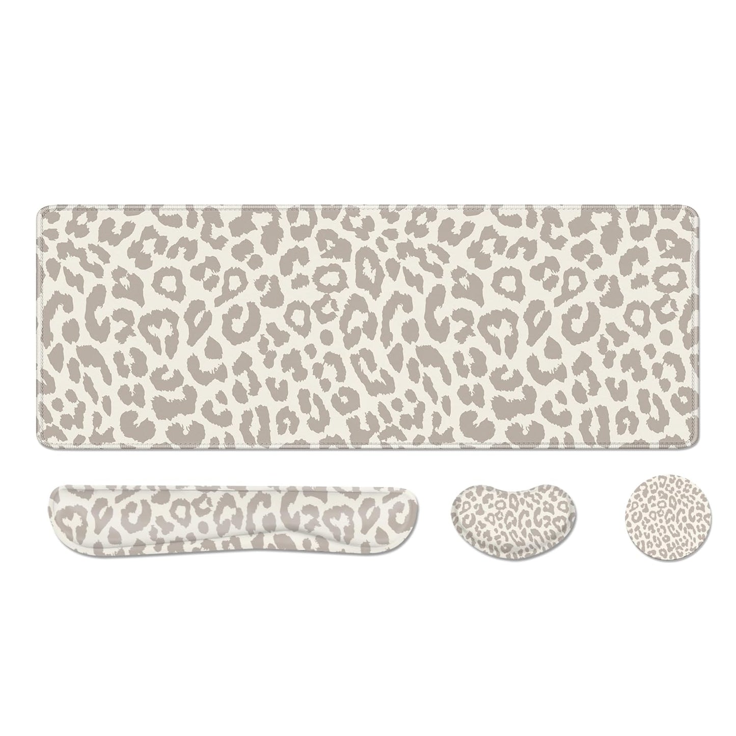 Cheetah Desk Pad and Keyboard Wrist Rest, Large Mouse Pad + Keyboard Pad+Mouse Wrist Support