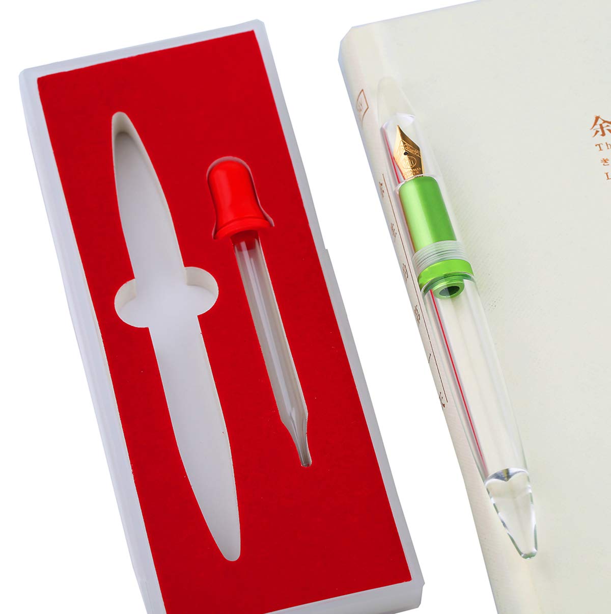 erofa M2 Fountain Pen Transparent Eye Dropper Filling Large-Capacity Ink Storing, Fine Nib Gift Set