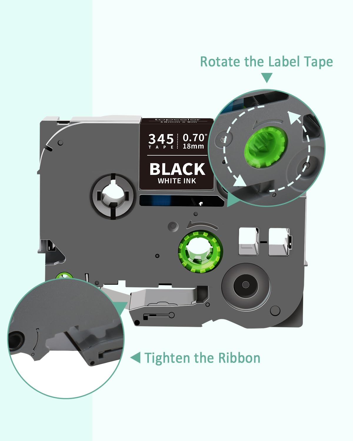 6PK 18mm 0.7 Laminated Tape Compatible for Brother PTouch Tape 18mm Colored