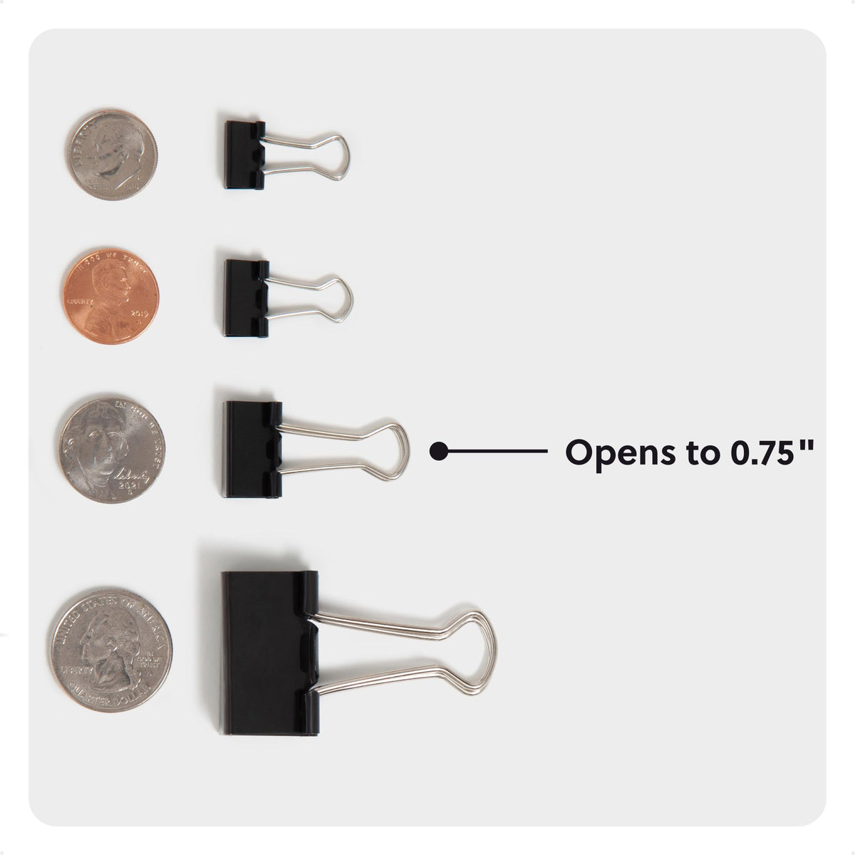 U Brands Binder Clips, 144-Count, 3/4 Inch, Mini Paper Clamps, Small Clips
