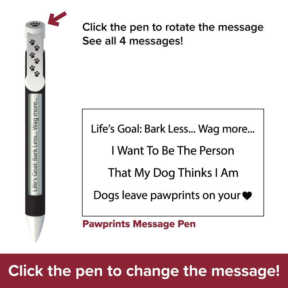 Greeting Pen Paw Prints Pens with Rotating Messages, 6 Pen Set (36591)