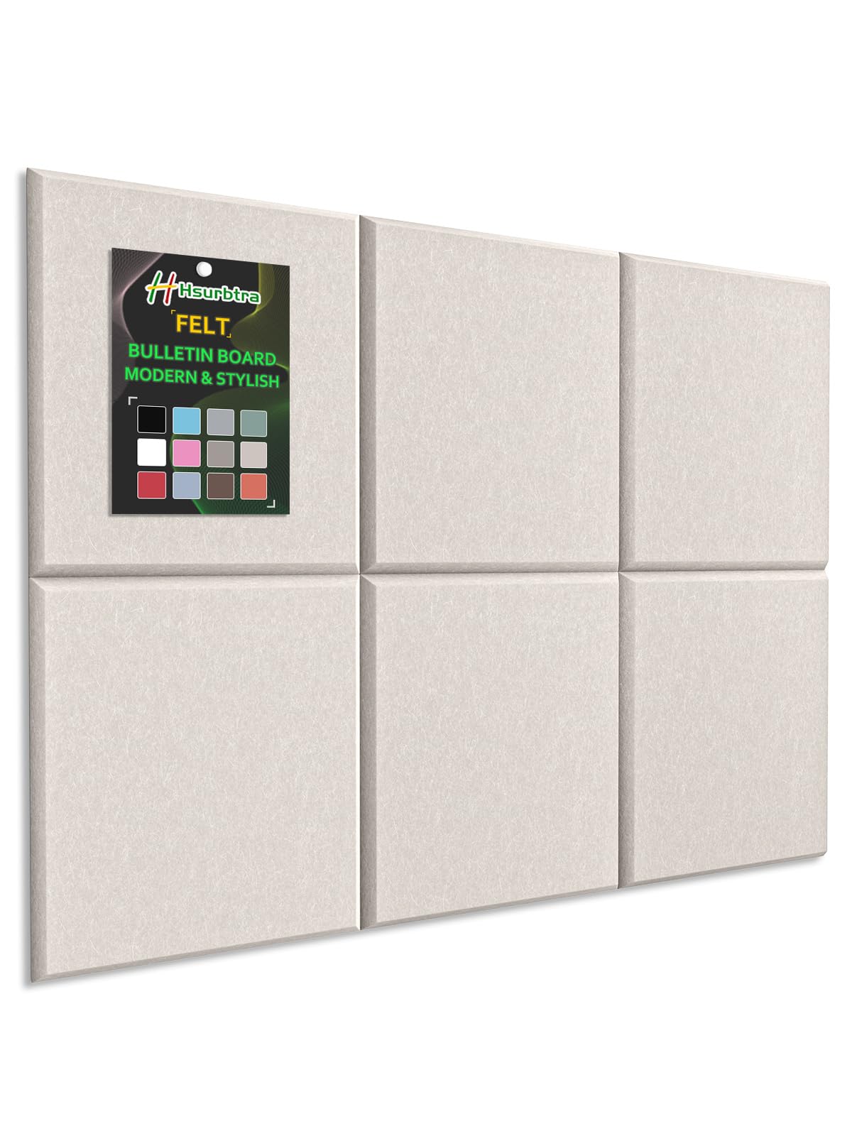 Hsurbtra Cork Board for Wall 24 x 18 Inch, 6 Pack Felt Bulletin Notice Board with Pushpins for
