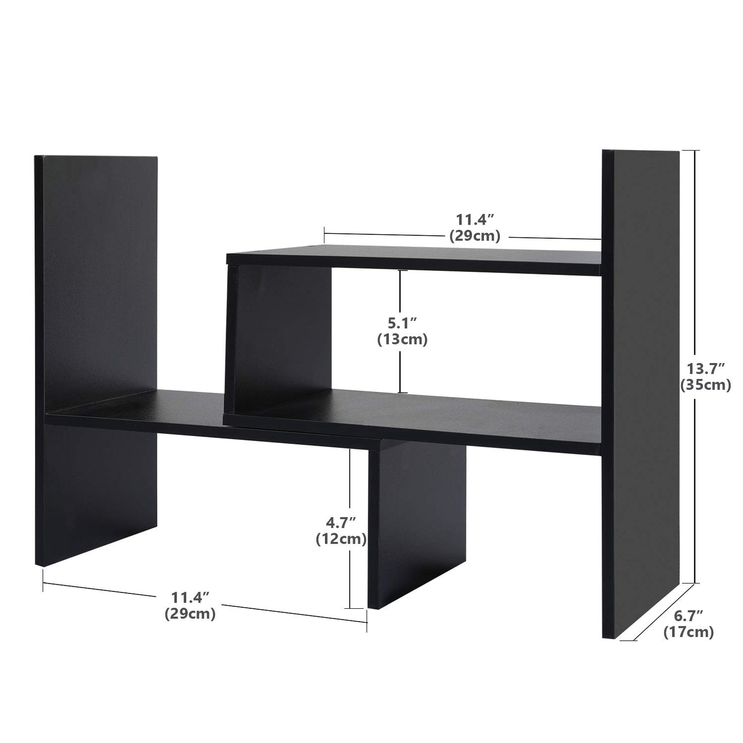 Hossejoy Desk Shelf, Adjustable Desktop Storage Organizer, Wood Display Shelf Rack, Office Supplies