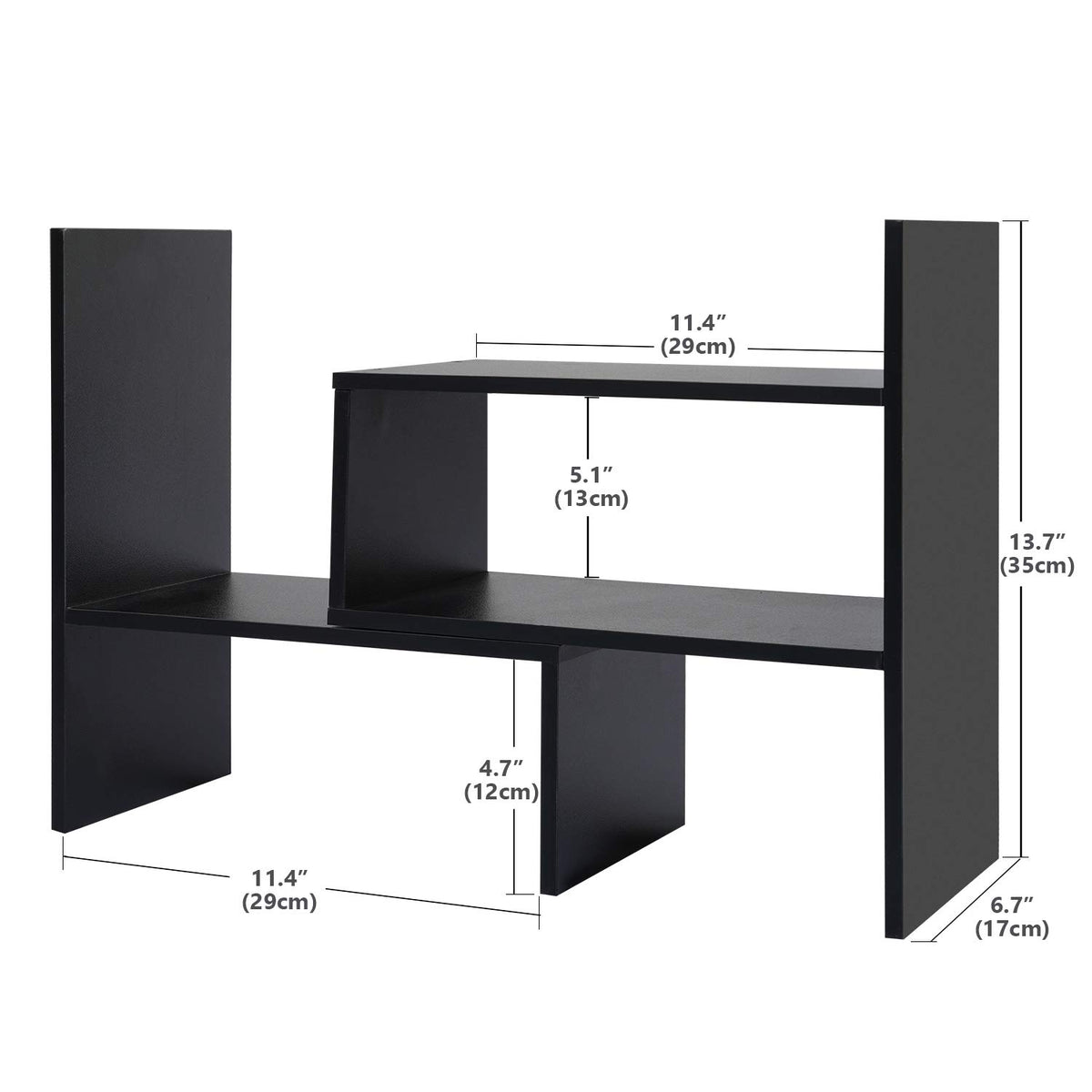 Hossejoy Desk Shelf, Adjustable Desktop Storage Organizer, Wood Display Shelf Rack, Office Supplies