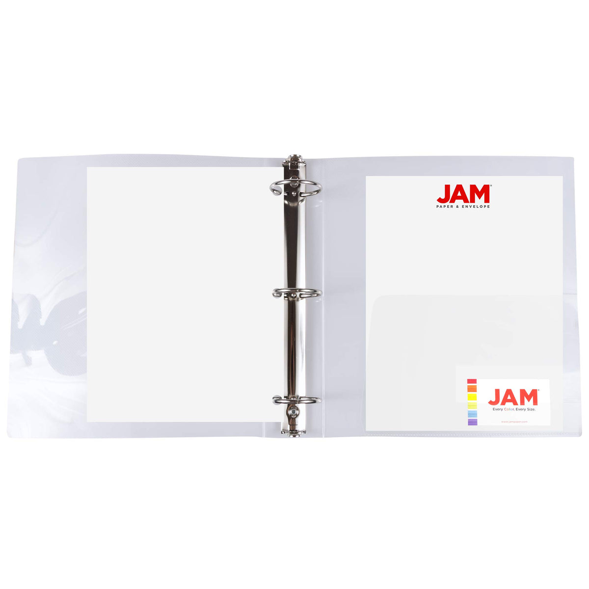 JAM PAPER Plastic 2 inch Binder - American Flag Clear 3 Ring Binder - Sold Individually
