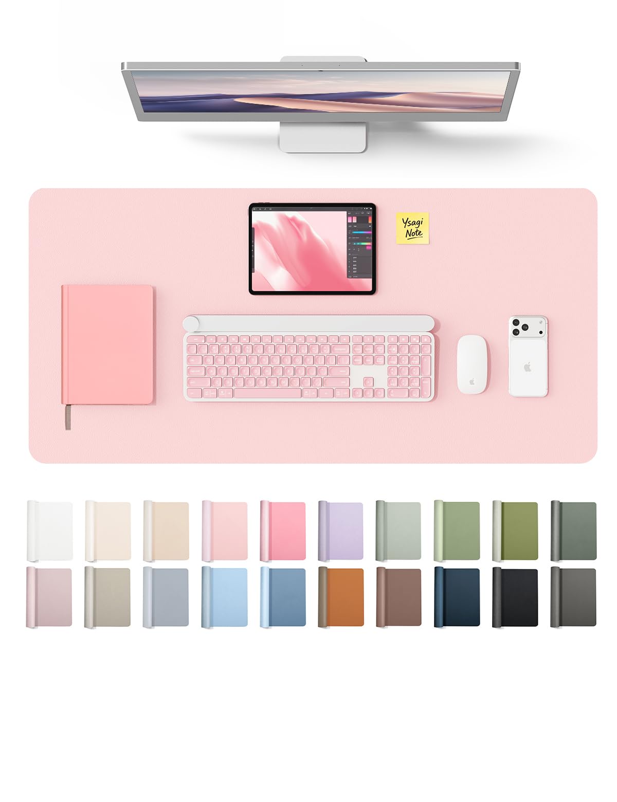 YSAGi Leather Desk Protector, Office Mat, Large Mouse Mat, Non-Slip PU Leather Blotter, Laptop Desk