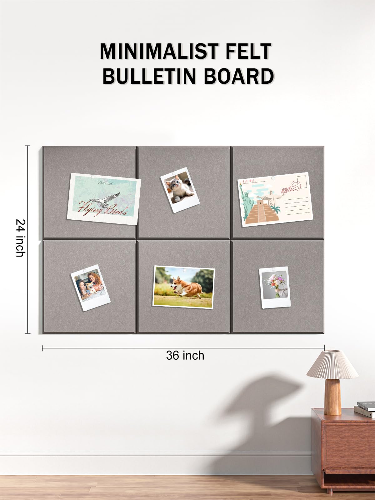 Hsurbtra Large Cork Board for Wall 36 x 24 Inch, 6 Pack Felt Bulletin Notice Board with Pushpins