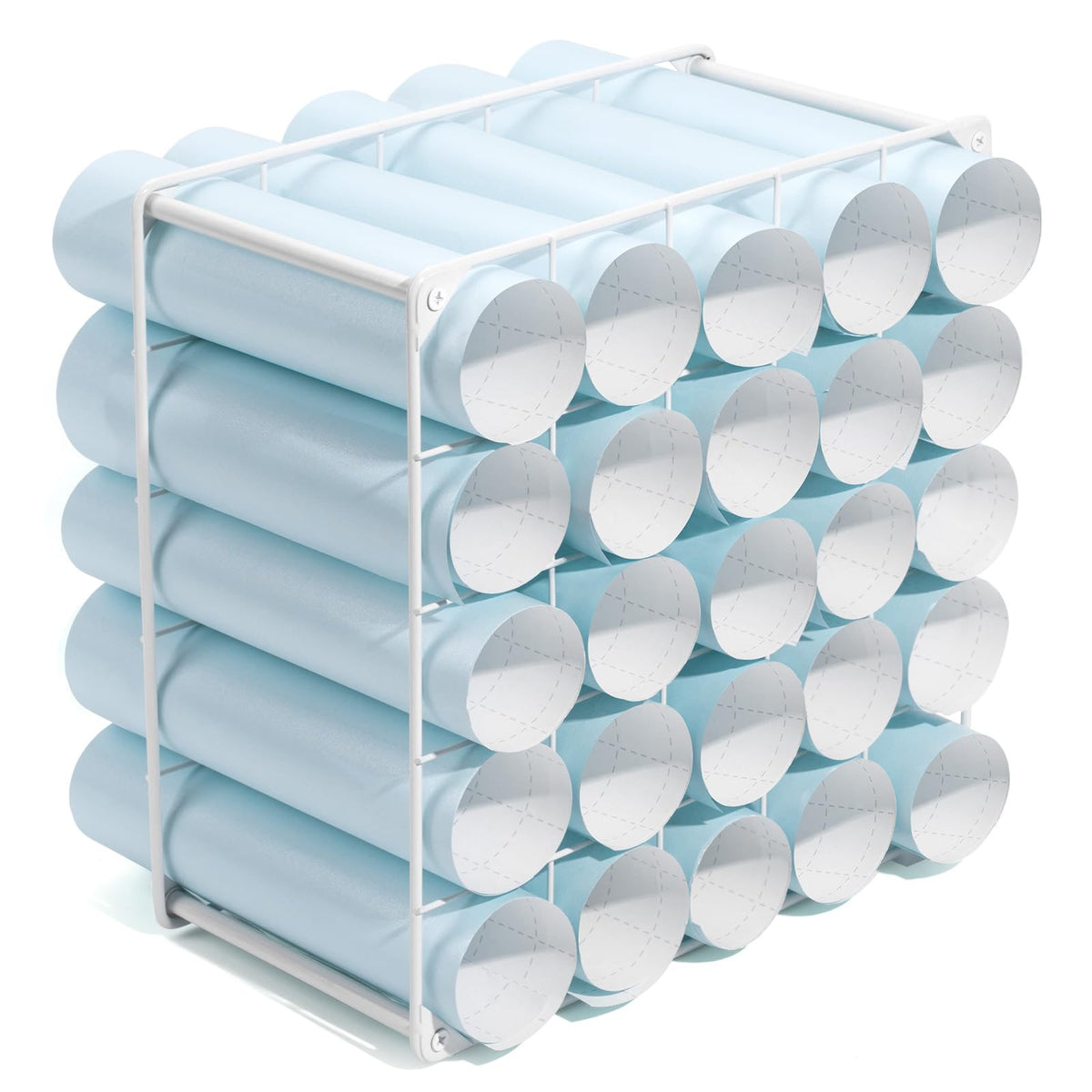 volepet Vinyl Storage Rack 25-Holes Metal Vinyl Roll Holder White Craft Storage Organizer for Craft