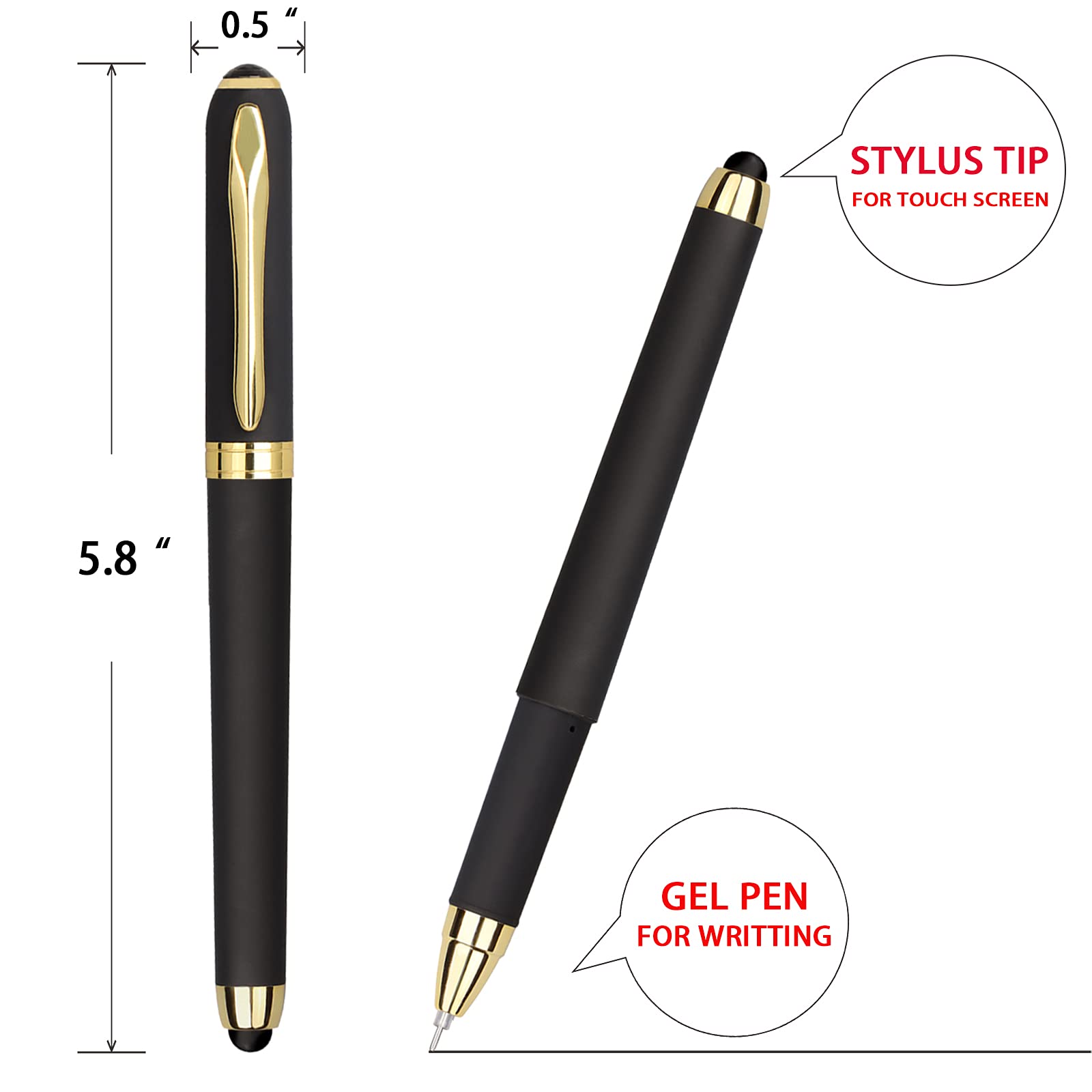 KAKA RABBIT 2-in-1 Extra Fine Gel Stylus Pen, 0.38mm Black Ink, 18-Pack