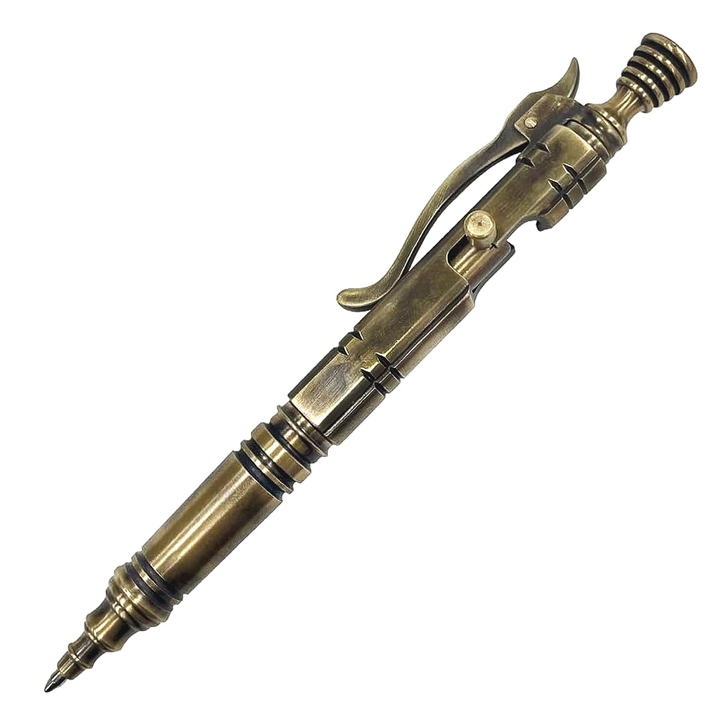 Dr.Metalleung Vintage Bolt Action Pen: Heavy-Duty EDC Brass Ballpoint Pen with Retractable