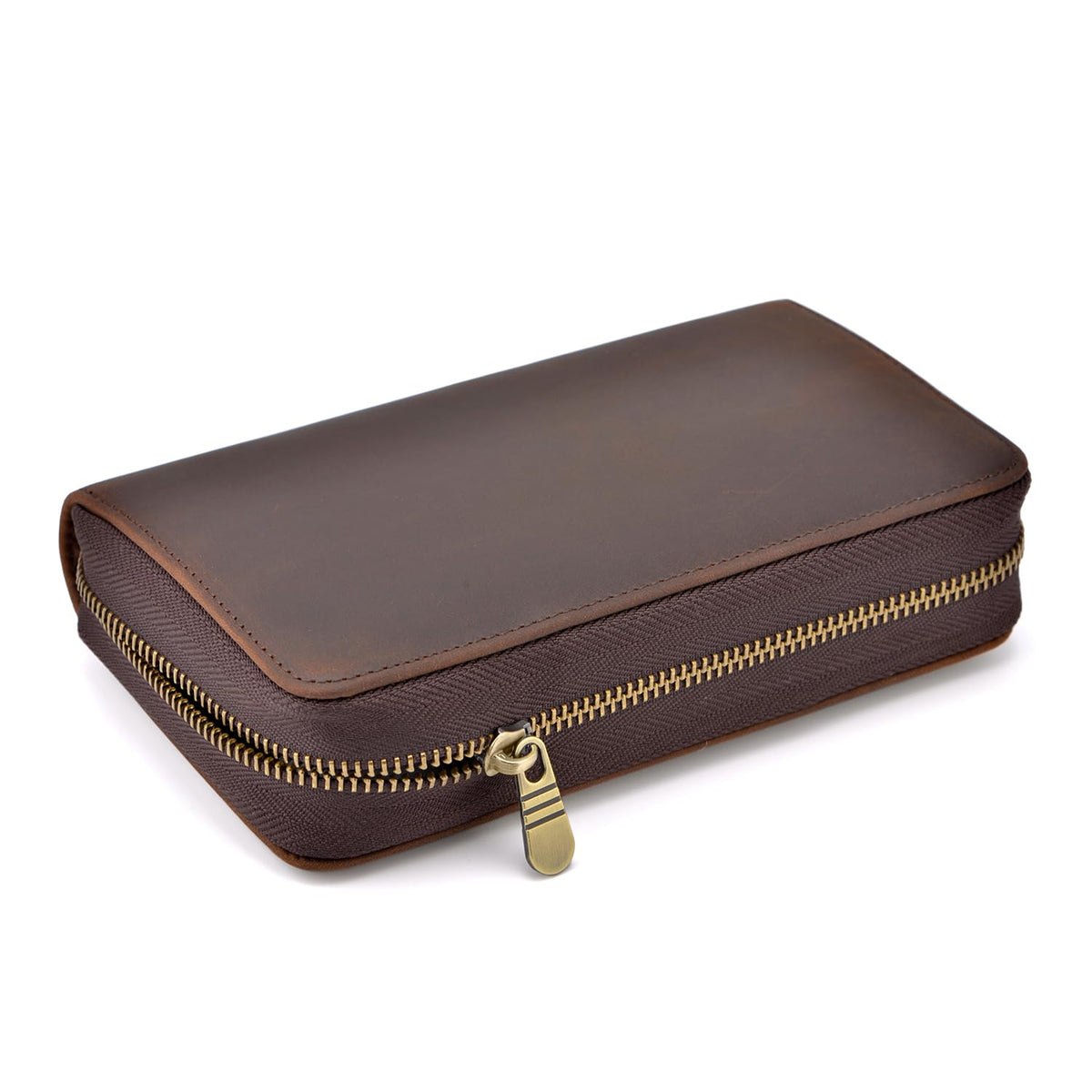 Fountain Pen Leather Pen Case 10 Slots, Crazy Horse Leather Pen Organizer