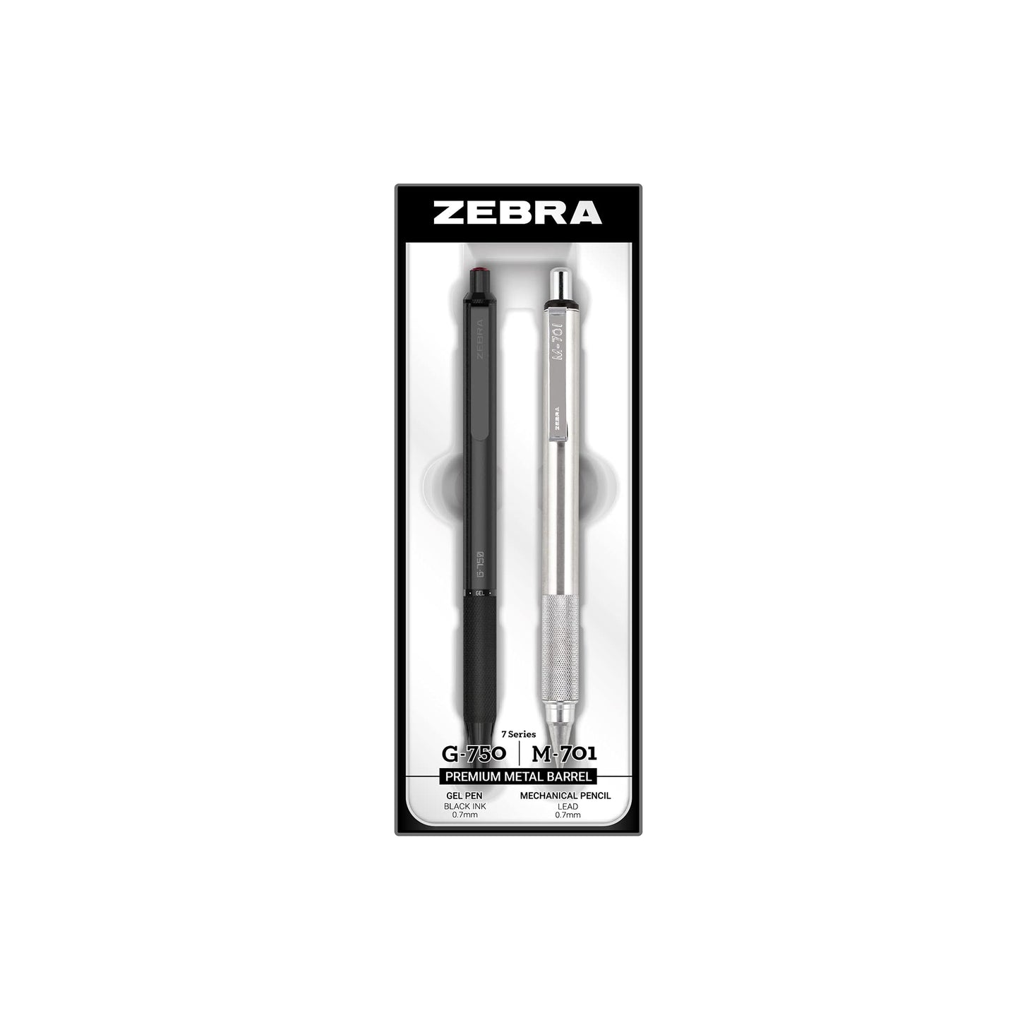 Zebra Pen STEEL G-750 & M-701 Retractable Pen and Pencil Gift Set, 2-Pack