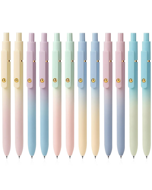 FIOVER Gel Pens, 12 Pcs 0.7mm Comfort Grip Quick Dry Black Ink Pens