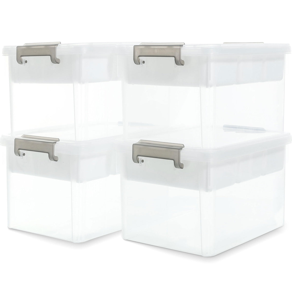 Citylife 17QT 4Packs Clear Craft Organizers and Storage Box with Tray