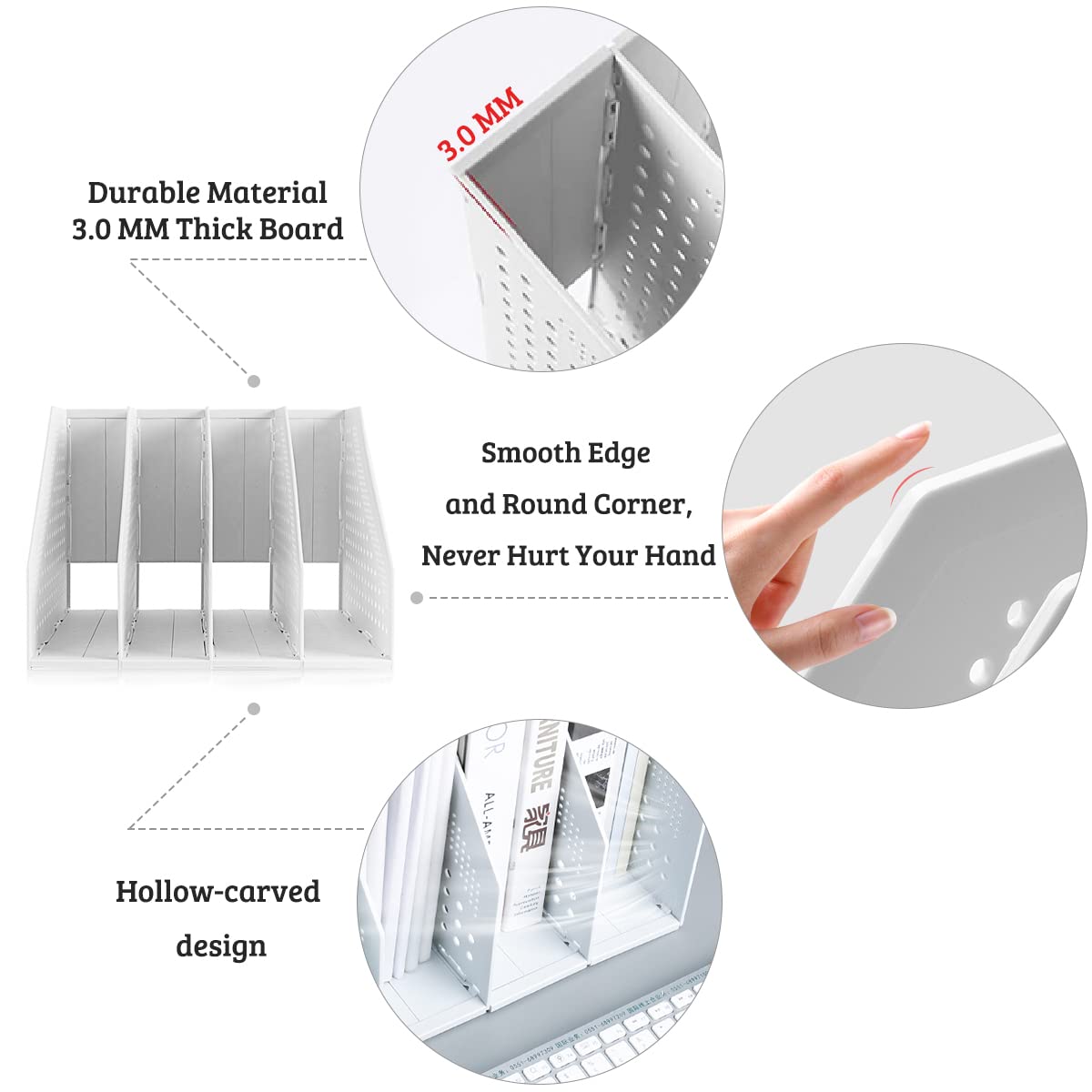 SAYEEC 2Pcs Collapsible Plastic Magazine File Holder Vertical Binder Storage Organizer for Desk