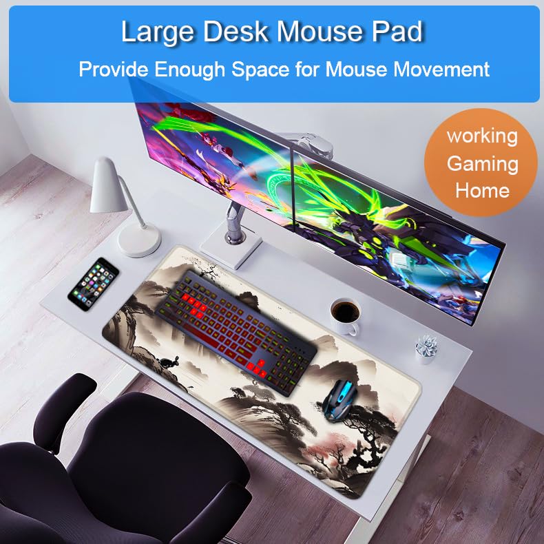Mousepad, 31.5x15.7 inch Large Extended Gaming Computer Keyboard Mouse Mat, Water Resist Non-Slip