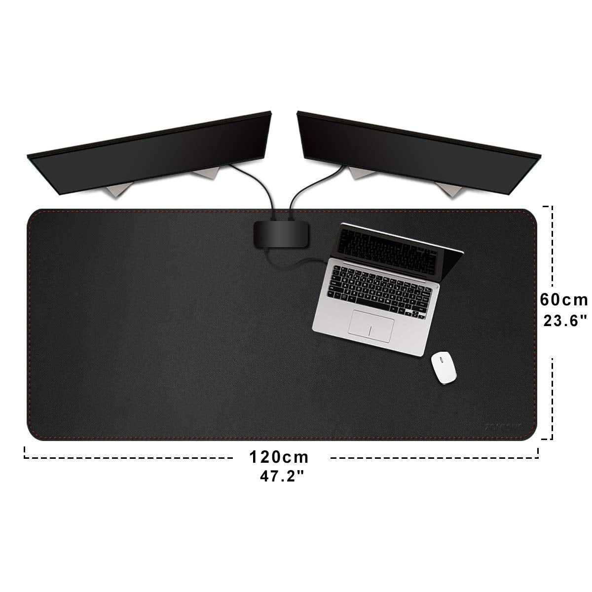 ZORESYN Large Leather Desk Pad 47.2"x23.6", Black
