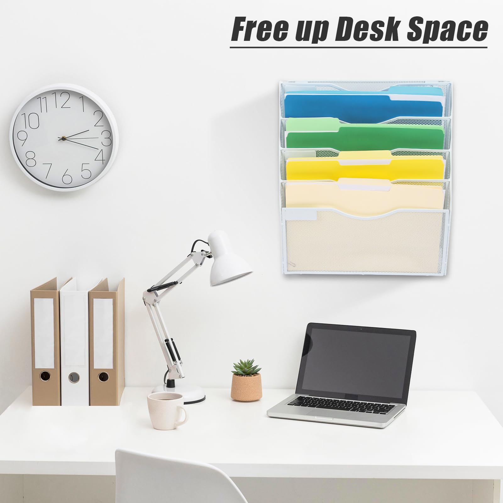 EASEPRES 5 Pocket Mesh Hanging Wall File Organizer, Wall Mounted Mail Paper Document Folder Holder