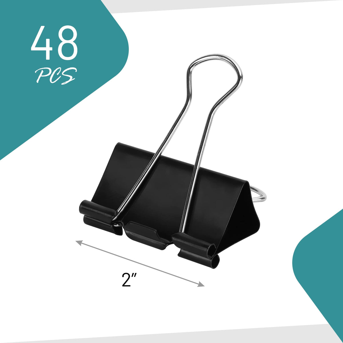 Binder Clips - 48 Pack Large Binder Clips, 2 Inch, Black Paper Clamps, File Clip for Home, Office