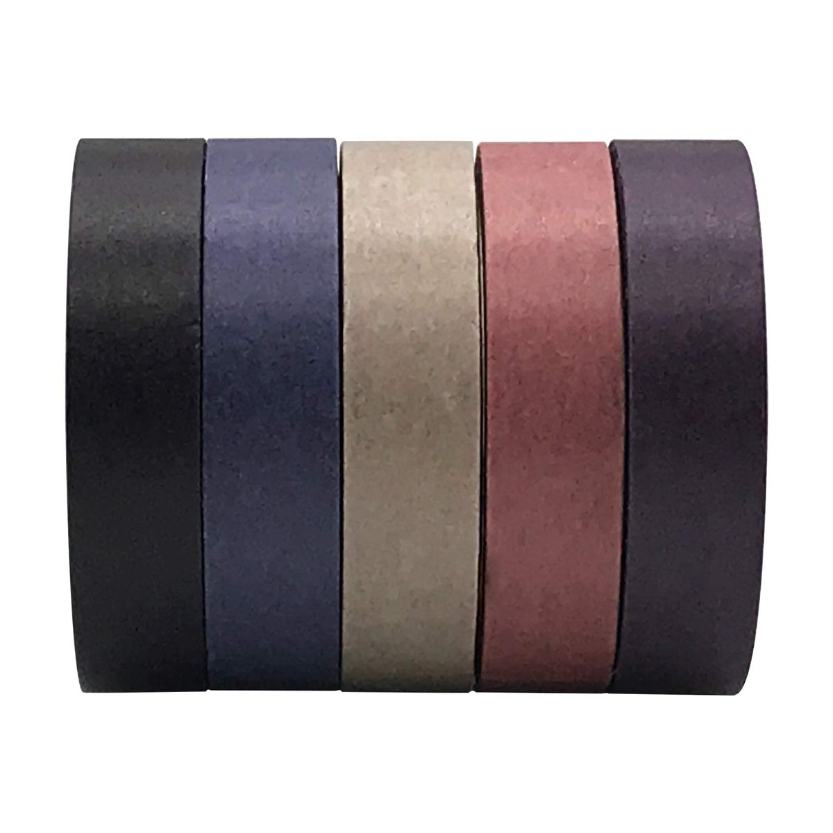 EnYan Solid Color Washi Tapes Set, 5 Rolls Basic Collection Decoration 10mm Wide Japanese Masking