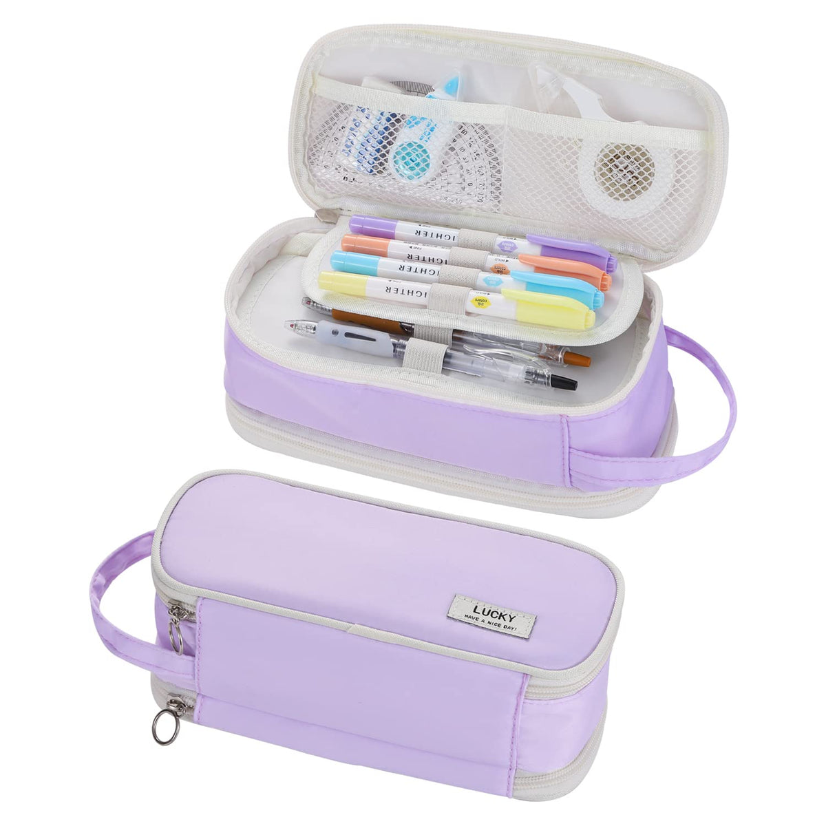 Dugio Large Pencil Case Organizer Big Pencil Bag for Girls Teens Purple