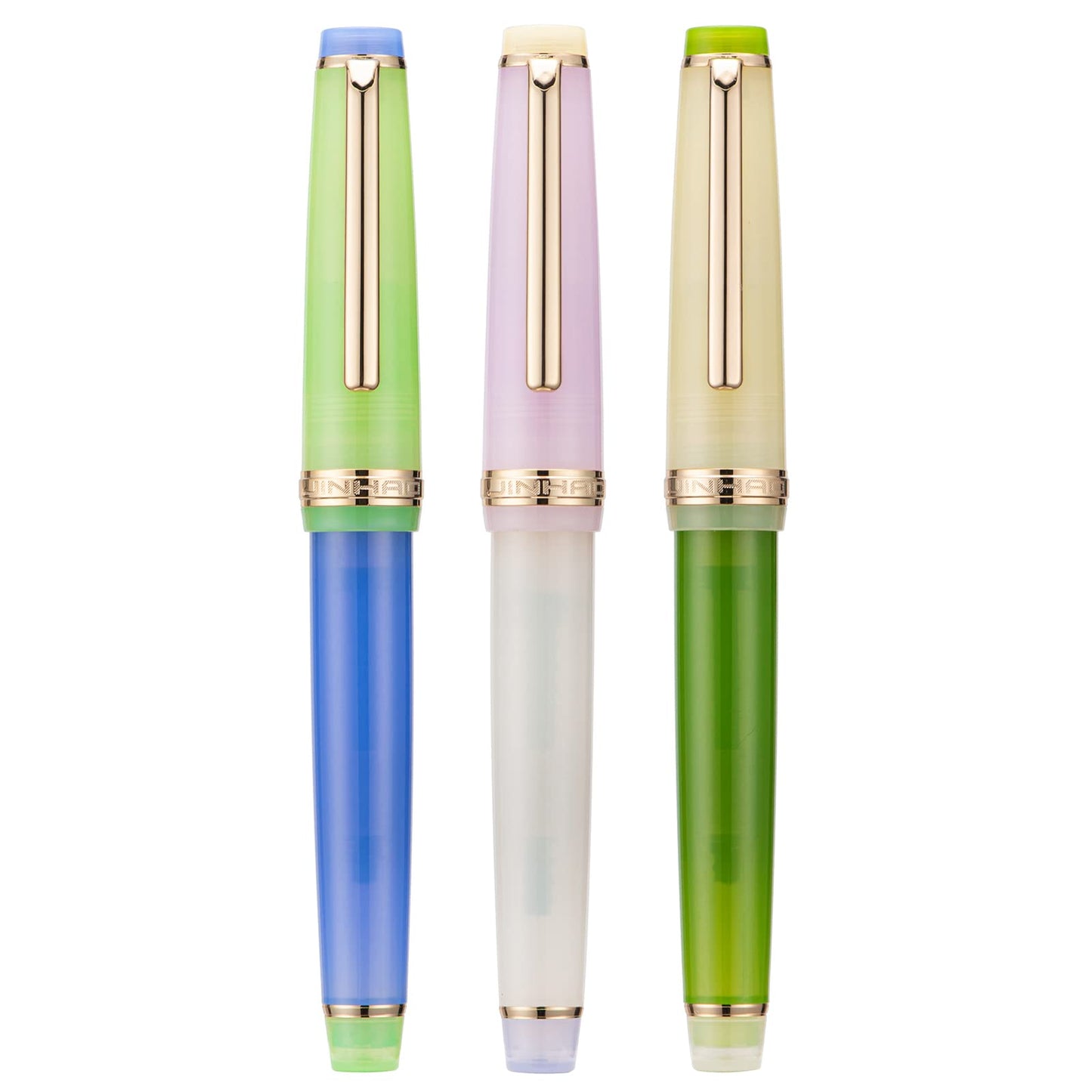 3 Jinhao 82 Fountain Pen Transparent Mixed Morandi Color Acrylic Medium Point Gold Trim with