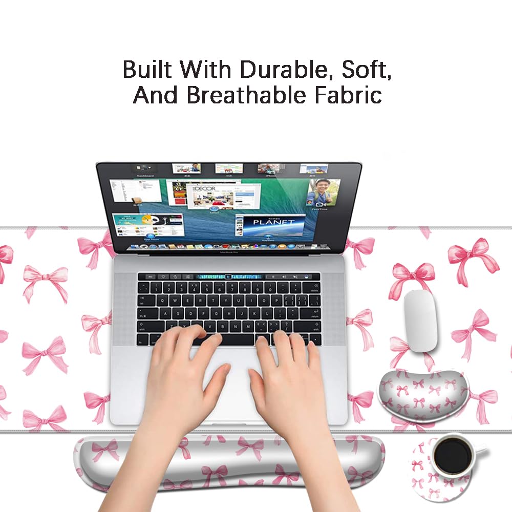 MIBITRI Keyboard Mouse Pad Set, Extended Gaming Mouse Pad+Ergonomics Keyboard Wrist Rest Support